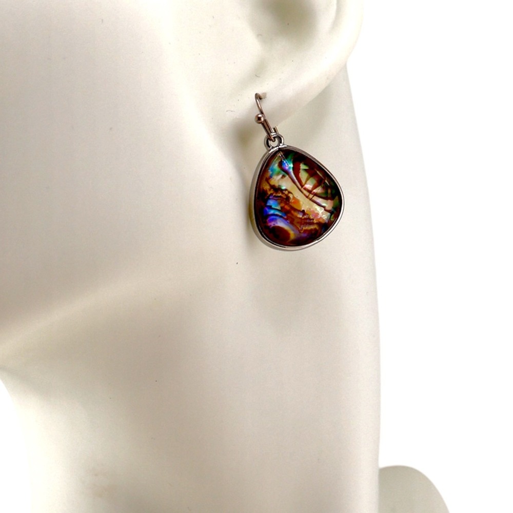 The Sak Abalone Shell Teardrop Drop Earrings Iridescent Boho Mermaidcore NWT